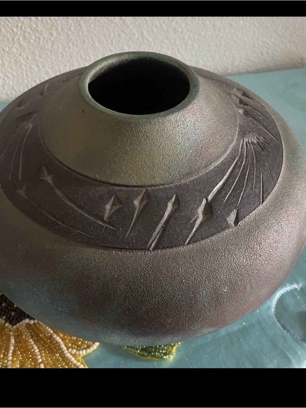 Handcrafted Textured Decorative Vase in Dark Bronze